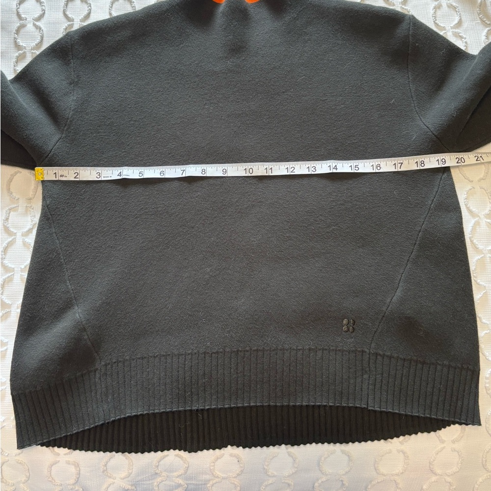Sweaty Betty Serenity Cropped Boxy Jumper‎ Green with Orange Trim Mock Neck - Picture 6 of 8